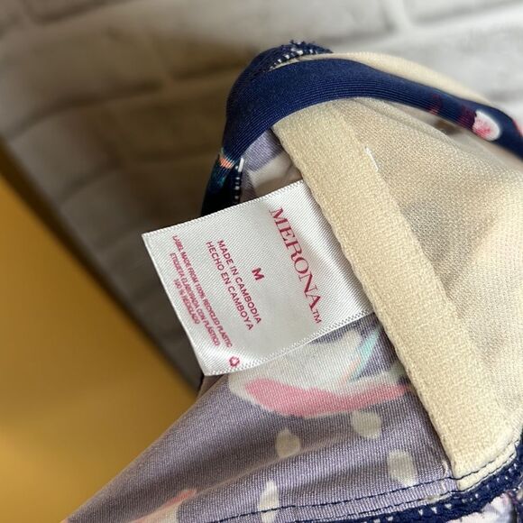 Merona Floral Rouched Tankini Halter Top Bikini Size Medium - Picture 5 of 5